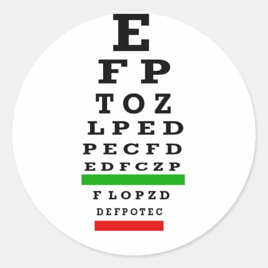 EYE CHART-cadeautjes Ronde Sticker (Voorkant)