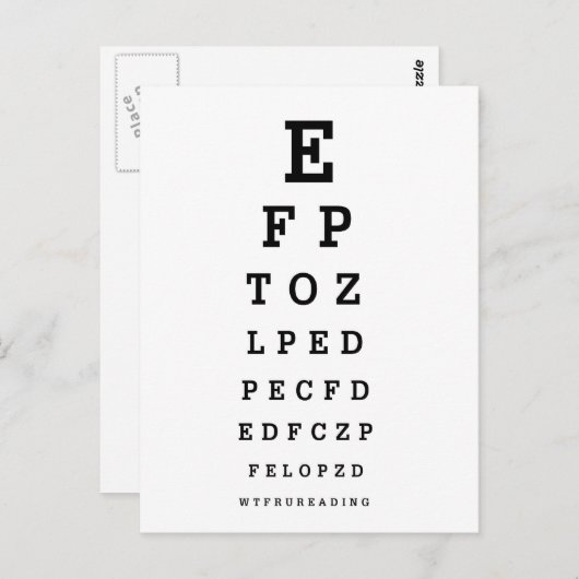 EYE CHART - Humor WTF RU LEZEN Briefkaart (Voorkant / Achterkant)