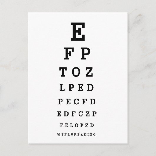 EYE CHART - Humor WTF RU LEZEN Briefkaart (Voorkant)