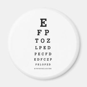 EYE CHART - Humor WTF RU LEZEN Magneet