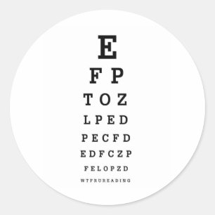 EYE CHART - Humor WTF RU LEZEN Ronde Sticker