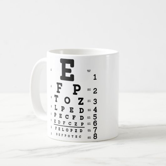 Eye Chart Optometrist Koffiemok (Voorkant links)