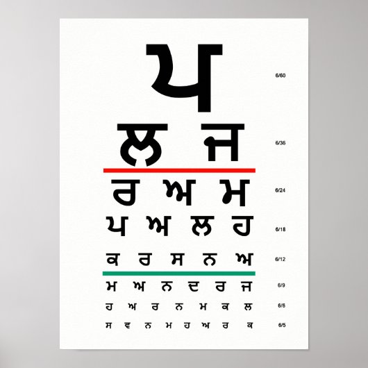 Eye Chart Punjabi Poster (Voorkant)