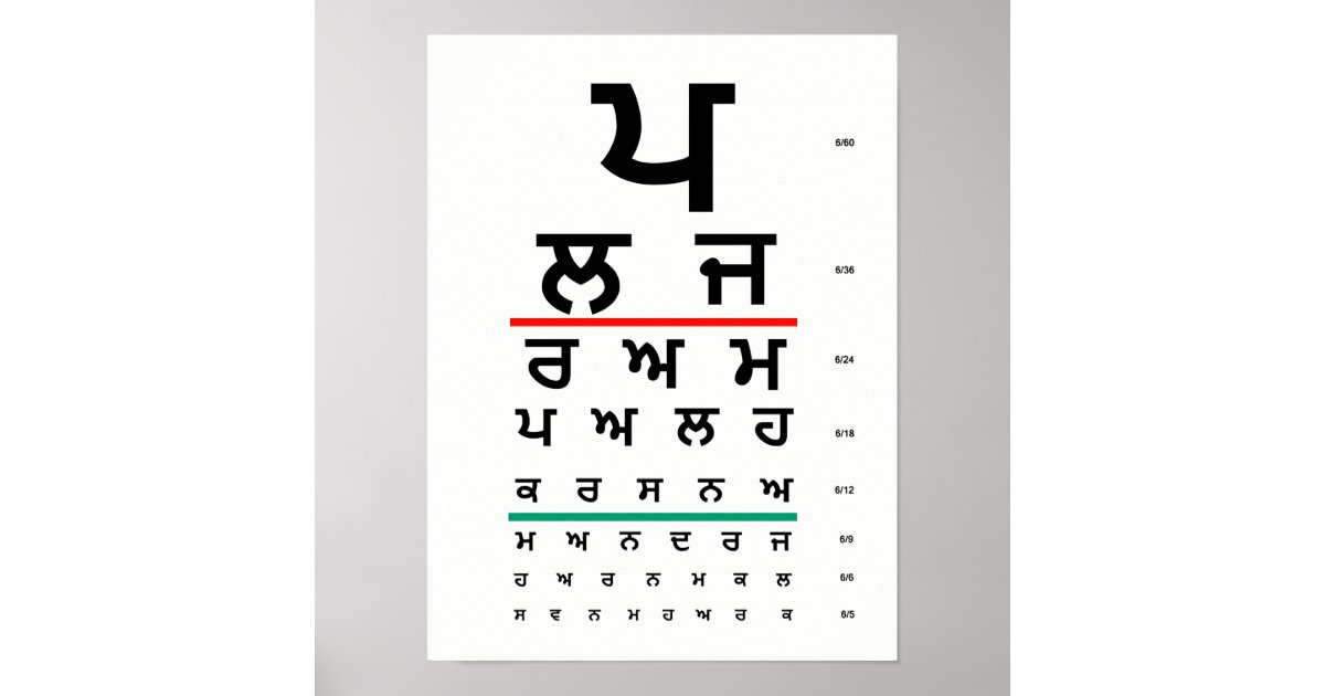 Eye Chart Punjabi Poster Zazzle.nl