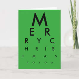 Eye Chart Vrolijk Kerstfeest Kaart (Groen)