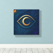 Eye & Crescent Wall Art – Mystical Modern Abstract Canvas Afdruk (Insitu (Houten vloer))