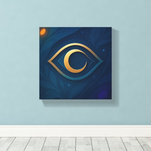 Eye & Crescent Wall Art – Mystical Modern Abstract Canvas Afdruk (Insitu (Houten vloer))