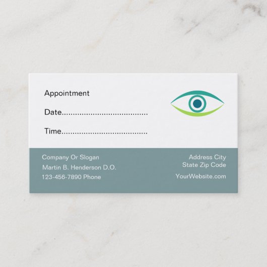 Eye Doctor Appointment Herinneringen Visitekaartje Afsprakenkaartje (Voorkant)