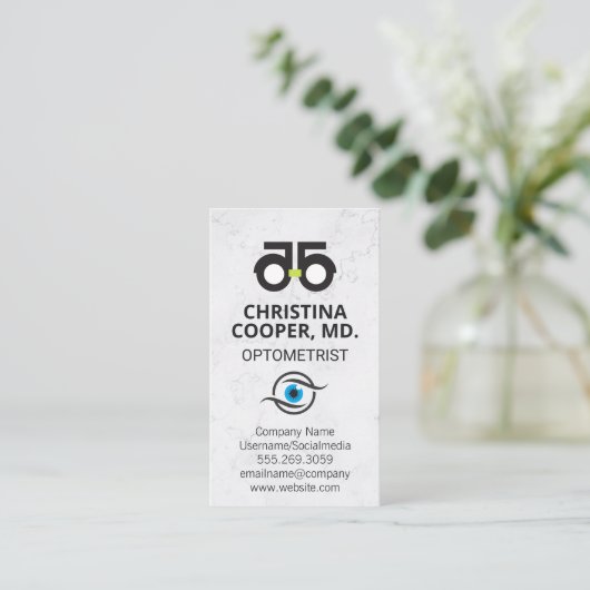 Eye Doctor | Oogexamen | Optometrist Logo Visitekaartje (Staand voorkant)
