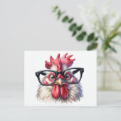 Eye Doctor Rooster met zwarte bril Briefkaart (Staand voorkant)
