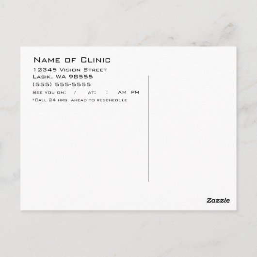 Eye Exam Appointherinnering Briefkaart (Achterkant)