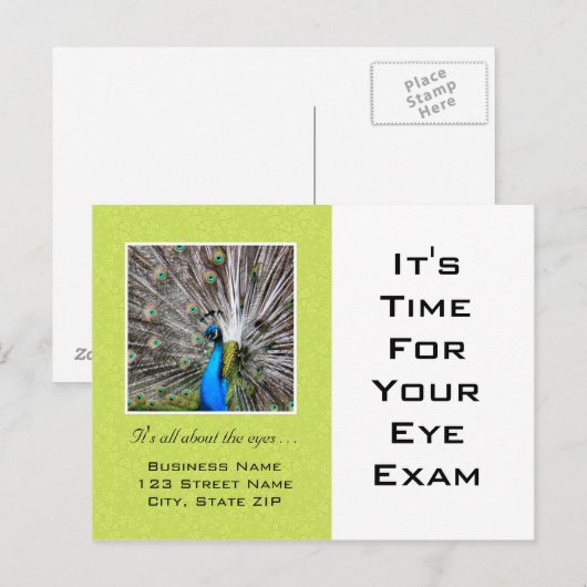 Eye Exam Appointherinnering Peacock Eyes Briefkaart (Voorkant / Achterkant)