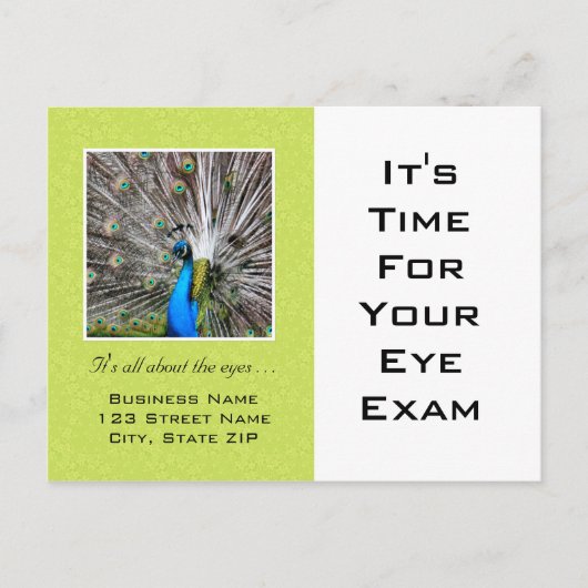 Eye Exam Appointherinnering Peacock Eyes Briefkaart (Voorkant)