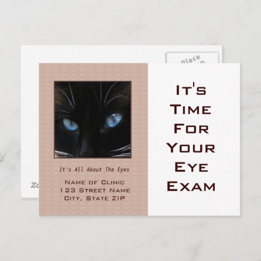 Eye Exam Appointment Herinneringen Blauwe Kat-ogen Briefkaart (Voorkant / Achterkant)