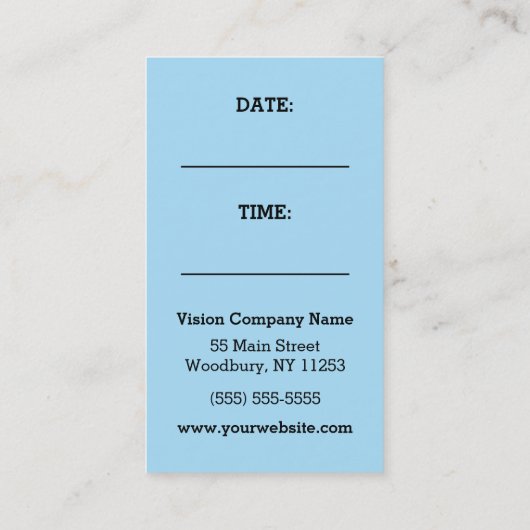 Eye Exam Herinnering Afsprakenkaartje (Achterkant)
