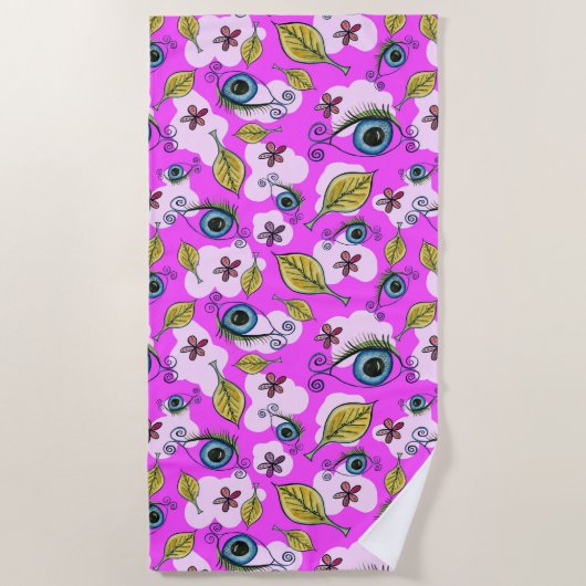 Eye Flower Leaf_Paarse Strandlaken (Voorkant)