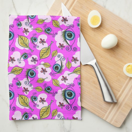 Eye Flower Leaf_Paarse Theedoek (Quarter Fold)