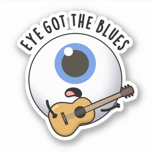 Eye Got The Blues Grappige Oogbal Muziek Pun Sticker (Voorkant)