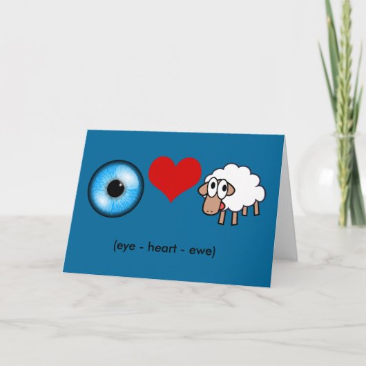 Eye-Heart-Ewe (Ik hou van je!) Kaart (Voorkant)
