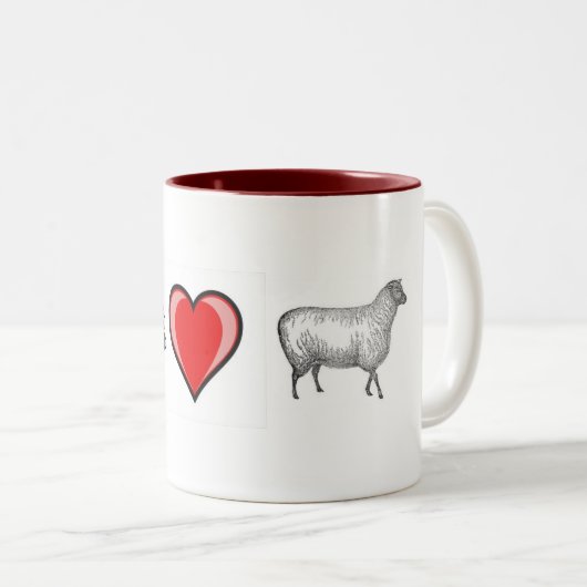 Eye Heart Ewe Tweekleurige Koffiemok (Voorkant rechts)