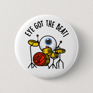 Eye heeft de Beat Funny Drummer Pun Ronde Button 5,7 Cm