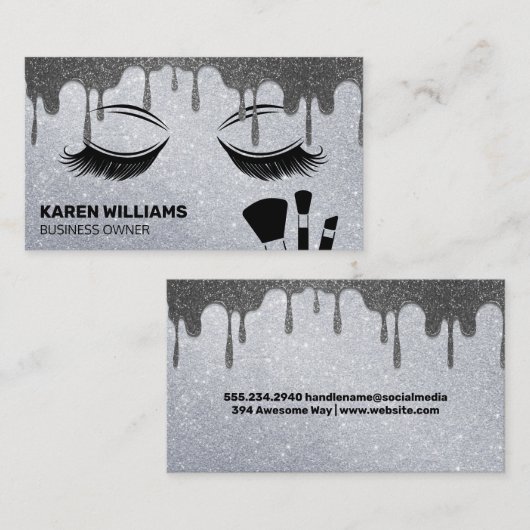 Eye Lash Glitter | Makeuppenselen | Glitter Drip Visitekaartje (Voorkant / Achterkant)