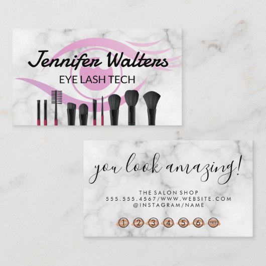 Eye Lash Logo en Brushes Loyalty Kaart (Voorkant / Achterkant)