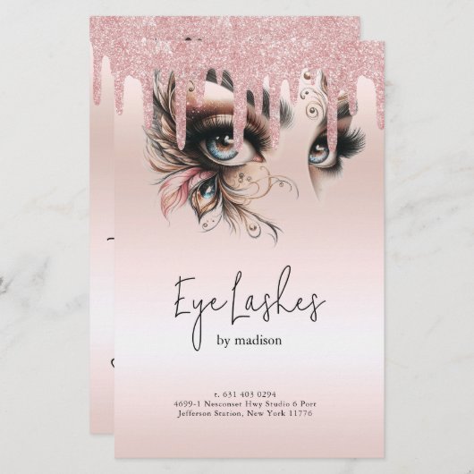 Eye Lashes Blush Pink Dripping Glitter prijslijst (Voorkant / Achterkant)