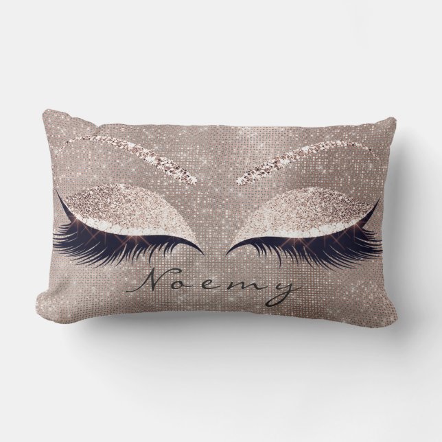 Eye Lashes Glitter Black Glam Makeup NameSequin Kussen (Voorkant)