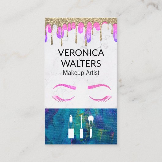 Eye Lashes | Glitter Drip Makeup Visitekaartje (Voorkant)