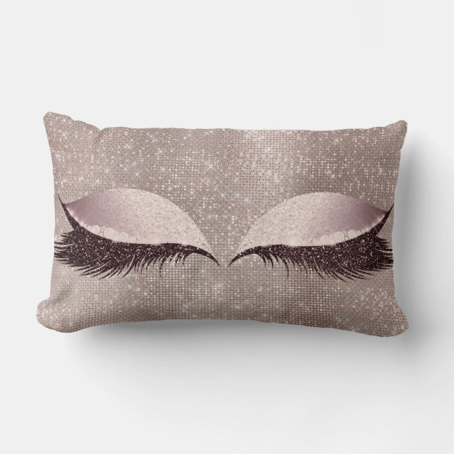 Eye Lashes Glitter Sleep Glam MakeUp Blush Sequin Kussen (Voorkant)