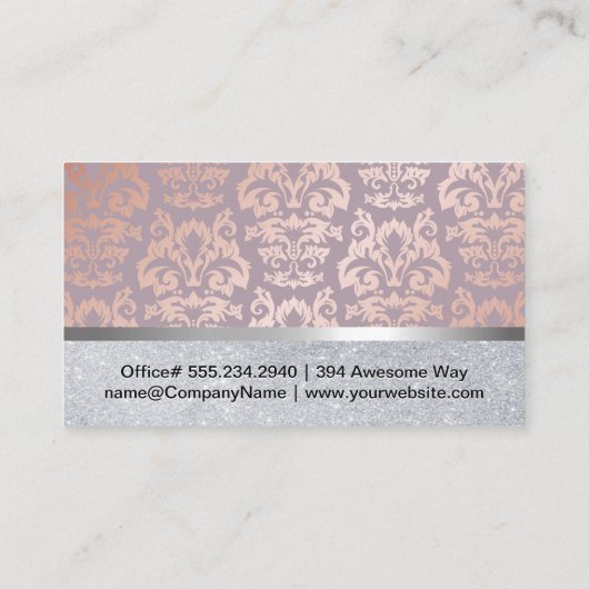 Eye Lashes Roos Gold Damask Pattern | Glitter Visitekaartje (Achterkant)