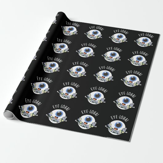 Eye-loha Funny Eye Pun Dark BG Cadeaupapier (Uitgerold)