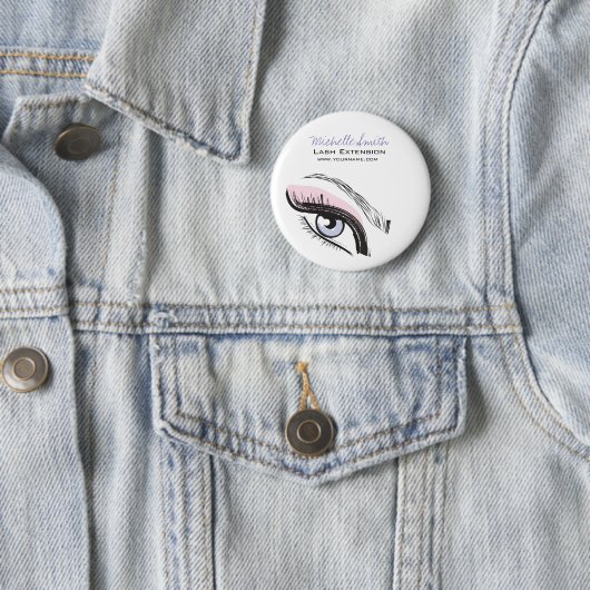 Eye long eyelashes Lash-uitbreidingspictogram Ronde Button 5,7 Cm (In situ)