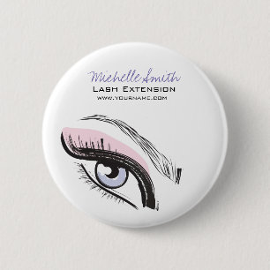 Eye long eyelashes Lash-uitbreidingspictogram Ronde Button 5,7 Cm