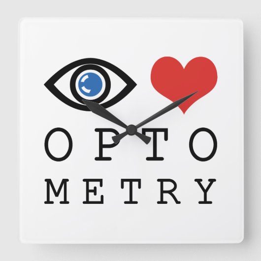 Eye Love Heart Optometry - Optometrist Eye Chart Vierkante Klok (Voorkant)