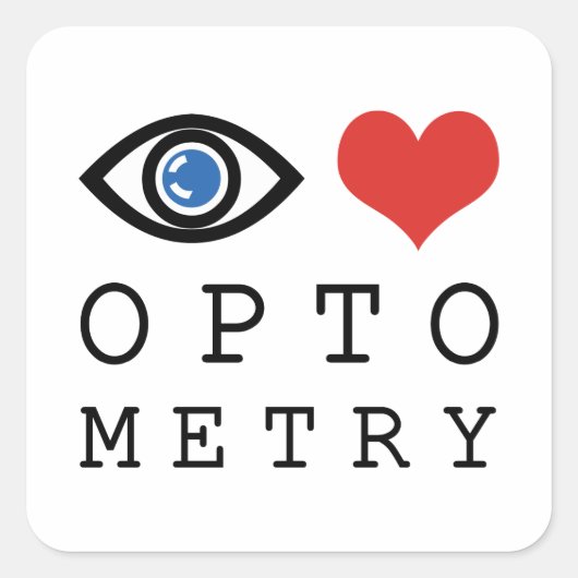 Eye Love Heart Optometry - Optometrist Eye Chart Vierkante Sticker (Voorkant)