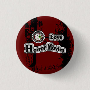 Eye Love Horror Movies Rood-zwart Ronde Button 3,2 Cm