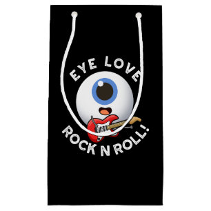 Eye Love Rock and Roll Funny Eyeball Pun Dark BG Klein Cadeauzakje