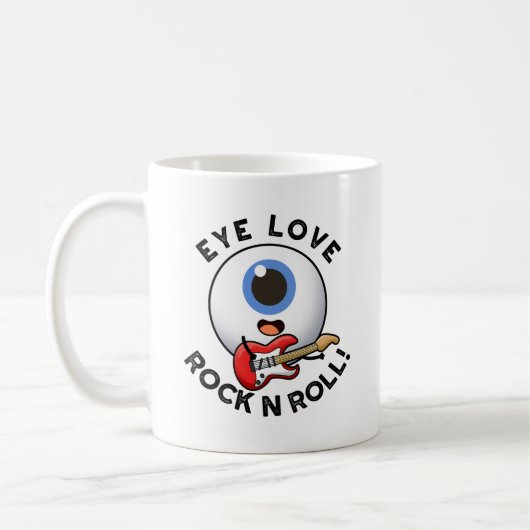 Eye Love Rock and Roll Funny Eyeball Pun Koffiemok (Links)