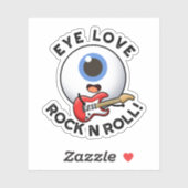 Eye Love Rock and Roll Funny Eyeball Pun Sticker (Vel)
