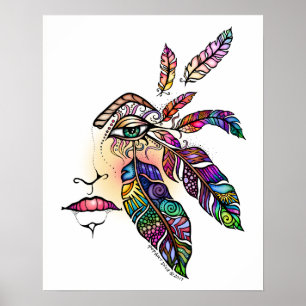 EYE Loves FEATHERS Fantasie Kunst 16x20 Poster