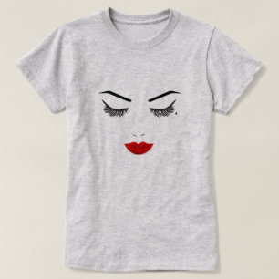 Eye Mole Beauty Face Lashes & Red Lips Makeup T-shirt