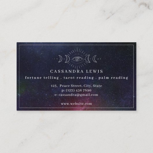 Eye Moon Phase Simple Handrawn Spirituele Healer Visitekaartje (Achterkant)