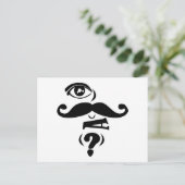 Eye Mustache U een vraag Briefkaart (Staand voorkant)