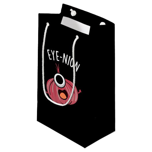 Eye-nion Funny Onion Pun Dark BG Klein Cadeauzakje (Voorkant Gekanteld)