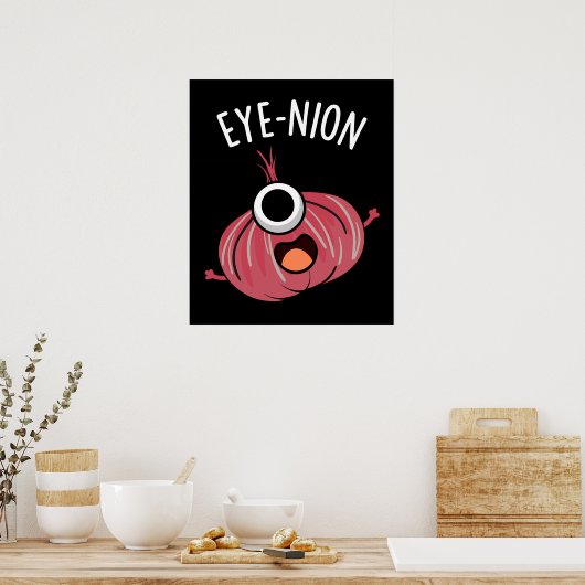 Eye-nion Funny Onion Pun Dark BG Poster (Keuken)