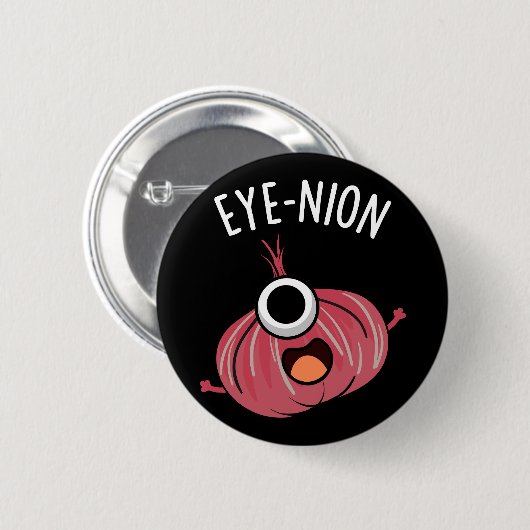Eye-nion Funny Onion Pun Dark BG Ronde Button 5,7 Cm (Voorkant /achterkant)