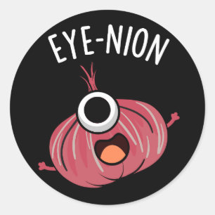 Eye-nion Funny Onion Pun Dark BG Ronde Sticker