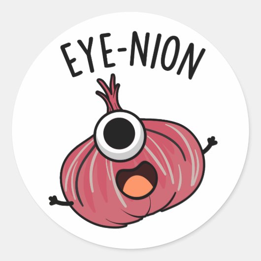 Eye-nion Funny Onion Pun Ronde Sticker (Voorkant)